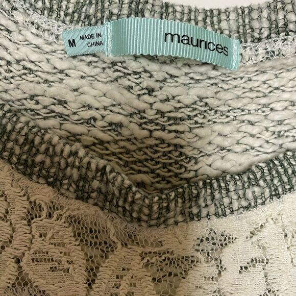 Maurices Green Marbled Knit with Lace Sweater - Picture 7 of 8